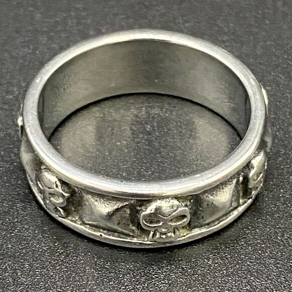 Spikes Stainless Steel Skull Ring Gothic Punk Biker Sz 13.75 - Picture 7 of 10